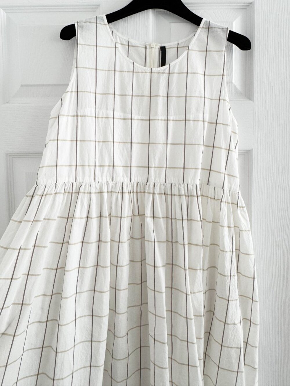Sara Lanzi Sleeveless Windowpane Cotton Dress in White, size Med (fits like Sm - Picture 5 of 9